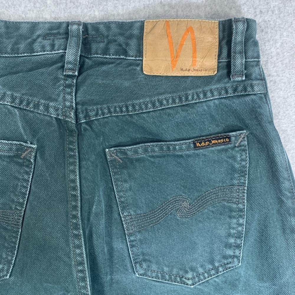 Nudie Jeans Clean Eileen Womens 27 Racing Green Wide Leg High Rise Denim Pants - Picture 7 of 14
